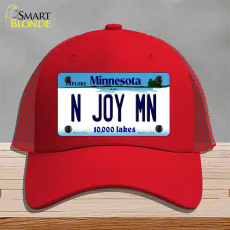 N Joy MN Minnesota Novelty License Plate Hat Mesh / Red