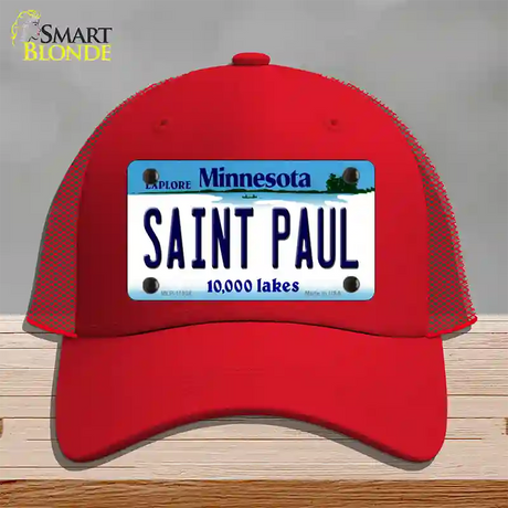 Saint Paul Minnesota State Novelty License Plate Hat Mesh / Red