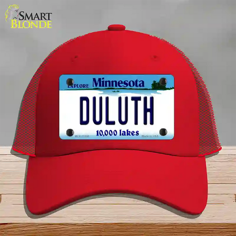 Duluth Minnesota State Novelty License Plate Hat Mesh / Red