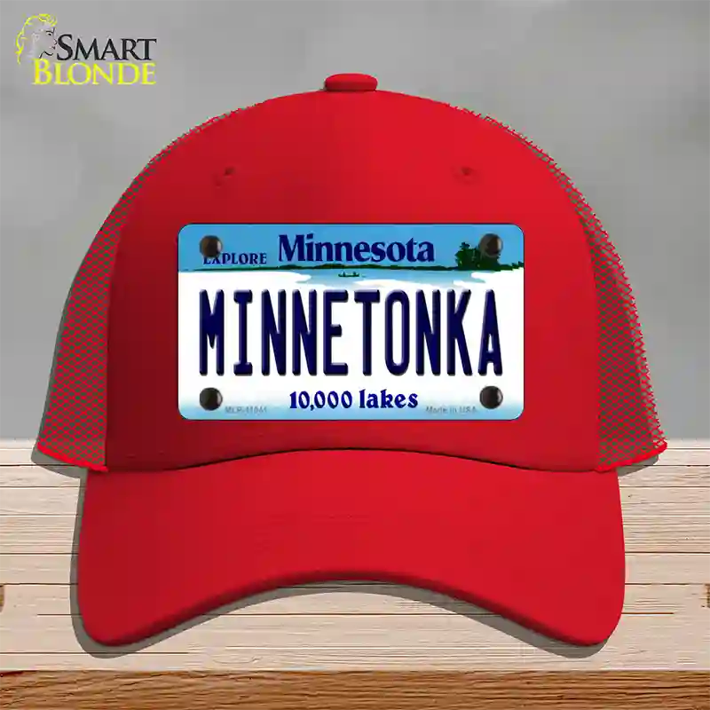 Minnetonka Minnesota State Novelty License Plate Hat Mesh / Red