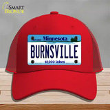 Burnsville Minnesota State Novelty License Plate Hat Mesh / Red