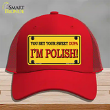 Im Polish Yellow Novelty License Plate Hat Mesh / Red