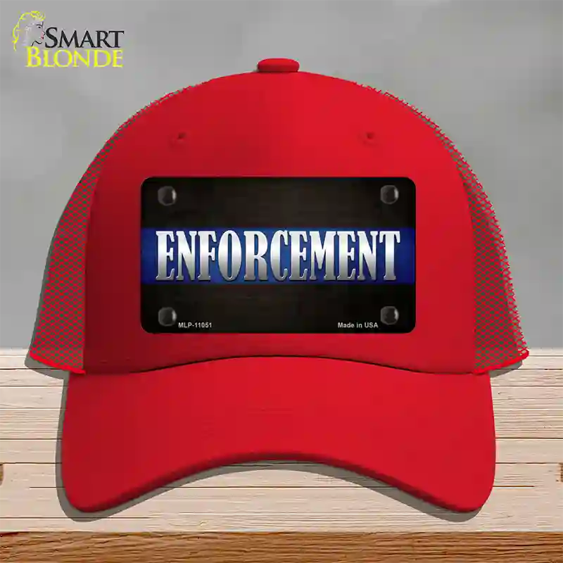 Enforcement Novelty License Plate Hat Mesh / Red