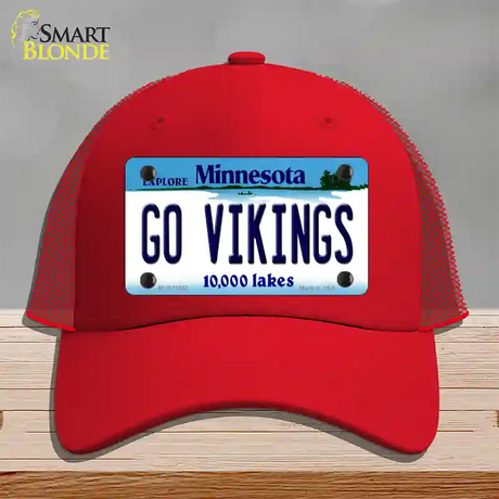 Go Vikings Minnesota Novelty License Plate Hat Mesh / Red