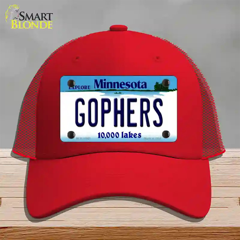 Gophers Minnesota State Novelty License Plate Hat Mesh / Red