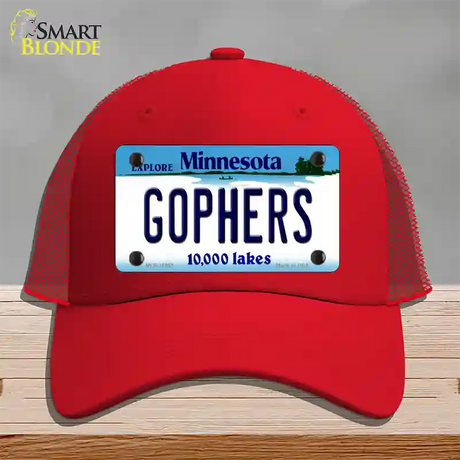 Gophers Minnesota State Novelty License Plate Hat Mesh / Red