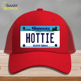 Hottie Minnesota State Novelty License Plate Hat Mesh / Red