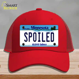 Spoiled Minnesota State Novelty License Plate Hat Mesh / Red