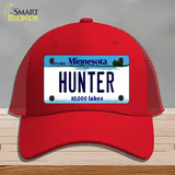 Hunter Minnesota State Novelty License Plate Hat Mesh / Red