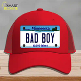 Bad Boy Minnesota State Novelty License Plate Hat Mesh / Red