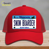 Snow Boarder Minnesota State Novelty License Plate Hat Mesh / Red