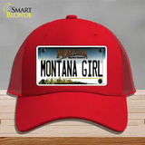 Montana Girl State Novelty License Plate Hat Mesh / Red