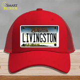 Livingston Montana State Novelty License Plate Hat Mesh / Red