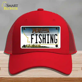 Fishing Montana State Novelty License Plate Hat Mesh / Red