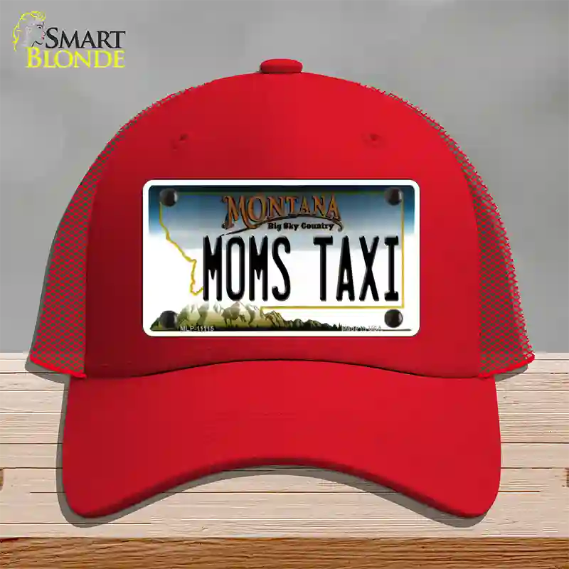 Moms Taxi Montana State Novelty License Plate Hat Mesh / Red