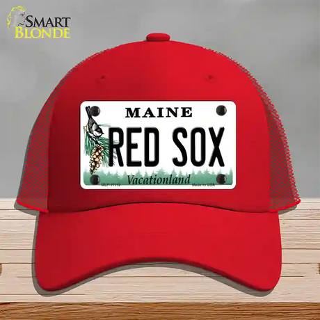 Red Sox Maine Novelty License Plate Hat Mesh / Red