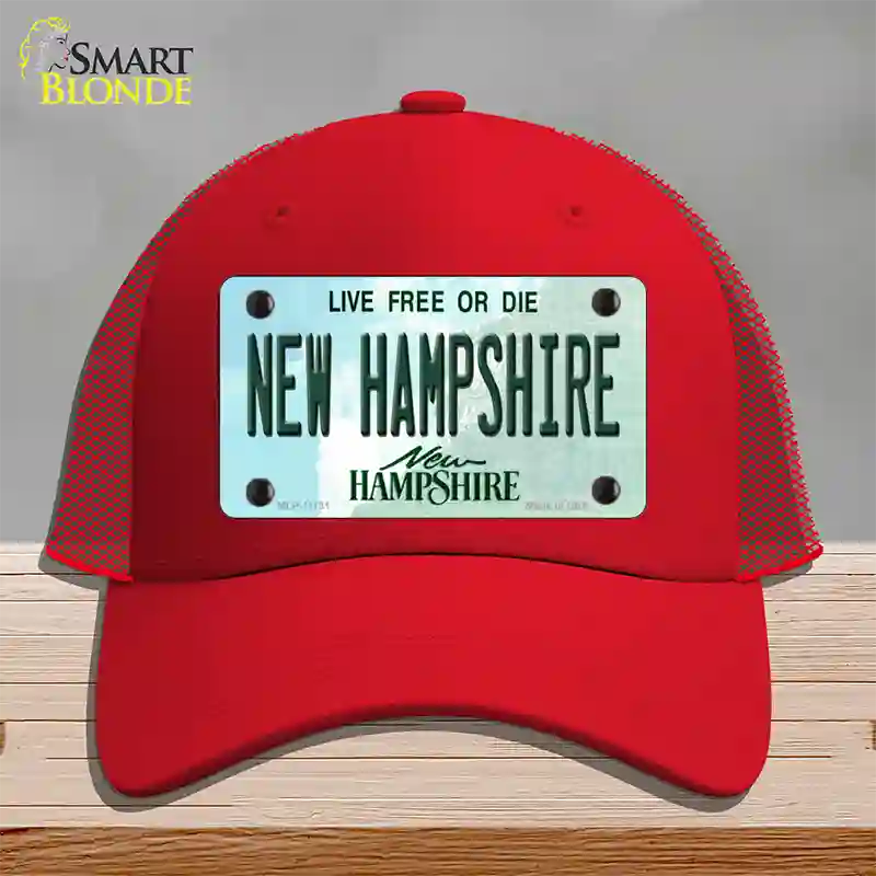 New Hampshire State Novelty License Plate Hat Mesh / Red