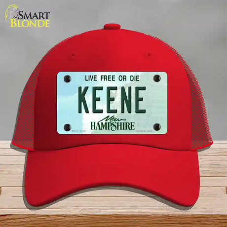 Keene New Hampshire State Novelty License Plate Hat Mesh / Red