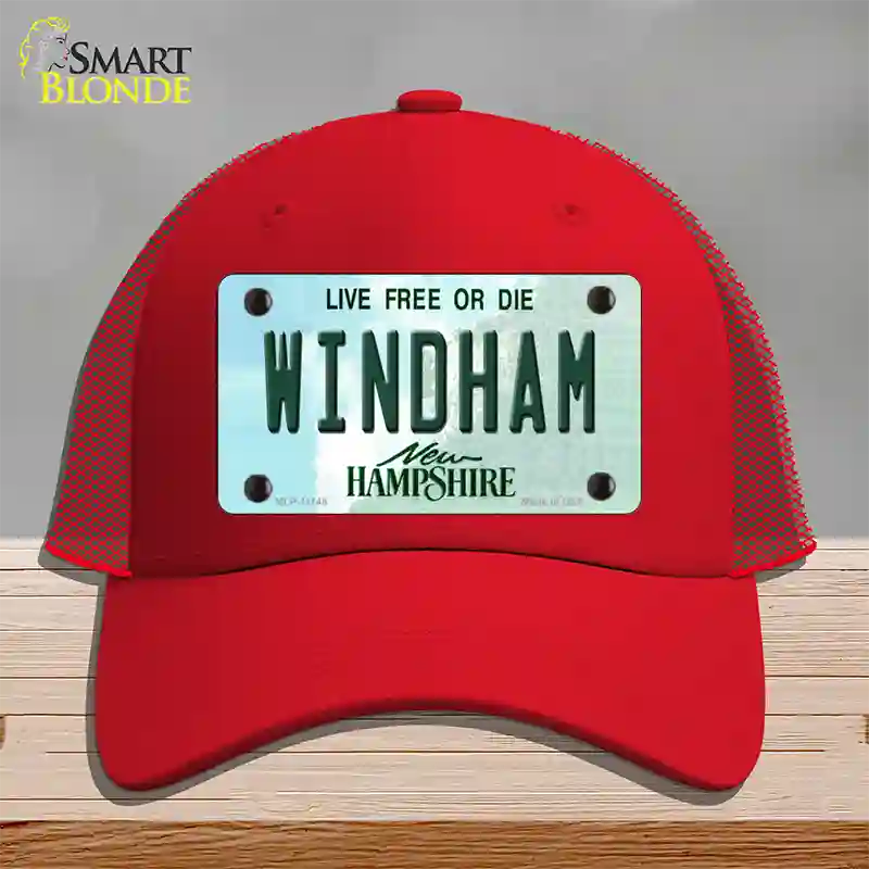 Windham New Hampshire State Novelty License Plate Hat Mesh / Red