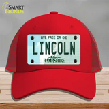 Lincoln New Hampshire State Novelty License Plate Hat Mesh / Red