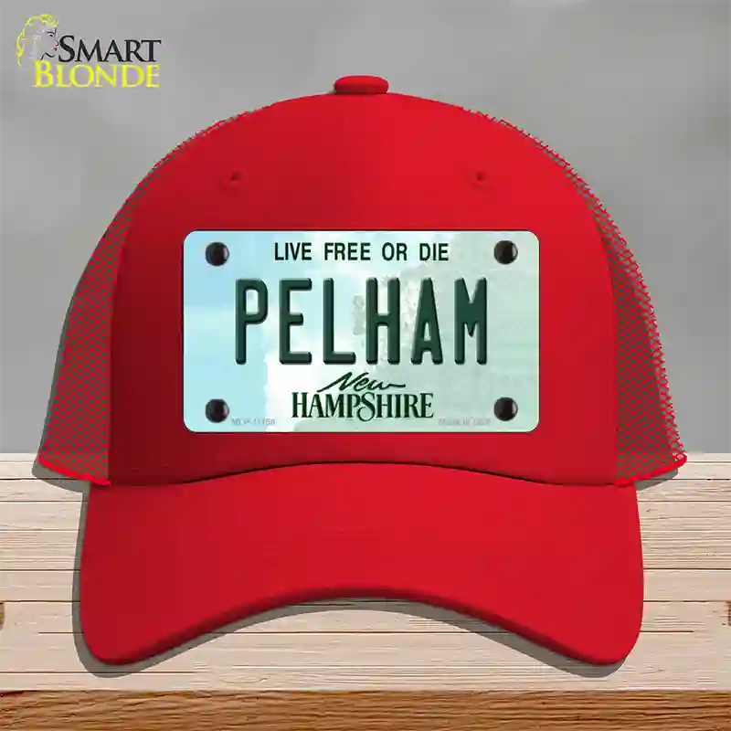 Pelham New Hampshire State Novelty License Plate Hat Mesh / Red