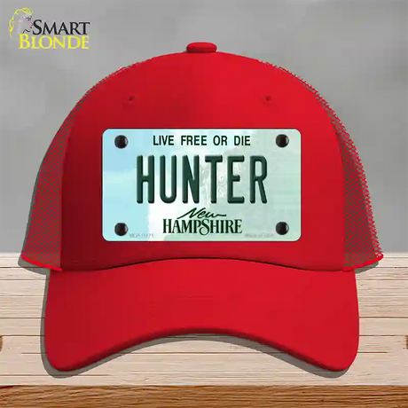 Hunter New Hampshire State Novelty License Plate Hat Mesh / Red