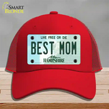 Best Mom New Hampshire State Novelty License Plate Hat Mesh / Red