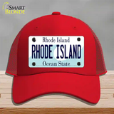 Rhode Island State Novelty License Plate Hat Mesh / Red