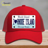 I Love Rhode Island State Novelty License Plate Hat Mesh / Red