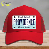 Providence Rhode Island State Novelty License Plate Hat Mesh / Red