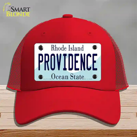 Providence Rhode Island State Novelty License Plate Hat Mesh / Red