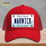 Warwick Rhode Island State Novelty License Plate Hat Mesh / Red