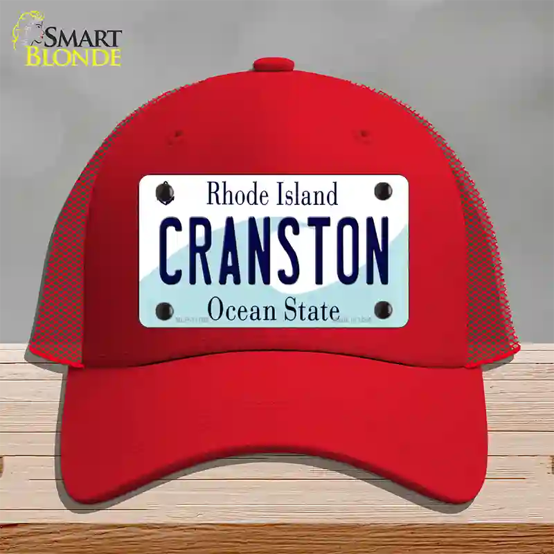 Cranston Rhode Island State Novelty License Plate Hat Mesh / Red