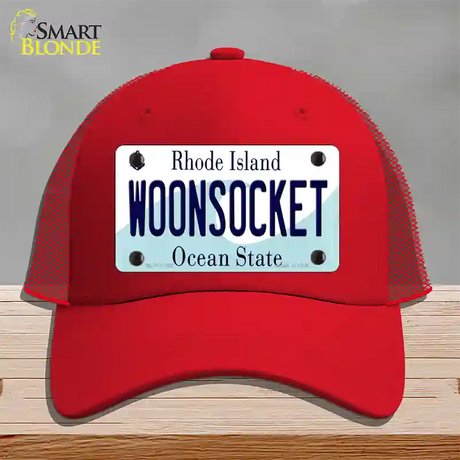 Woonsocket Rhode Island State Novelty License Plate Hat Mesh / Red