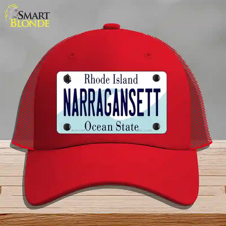 Narragansett Rhode Island State Novelty License Plate Hat Mesh / Red