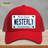 Westerly Rhode Island State Novelty License Plate Hat Mesh / Red