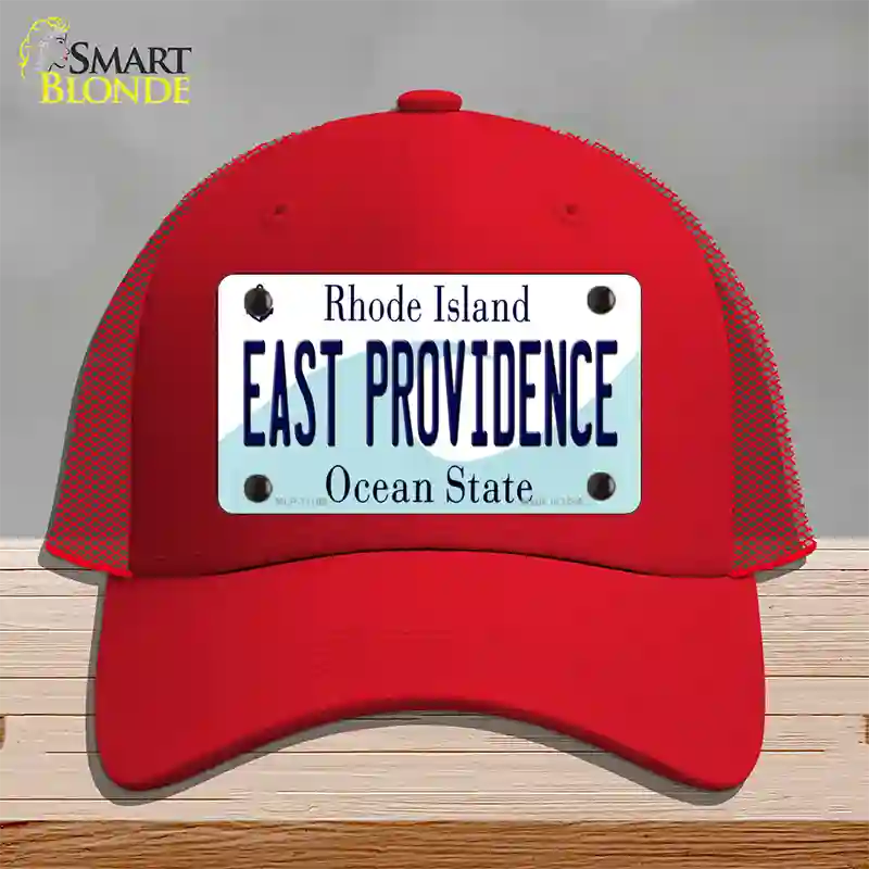 East Providence Rhode Island State Novelty License Plate Hat Mesh / Red