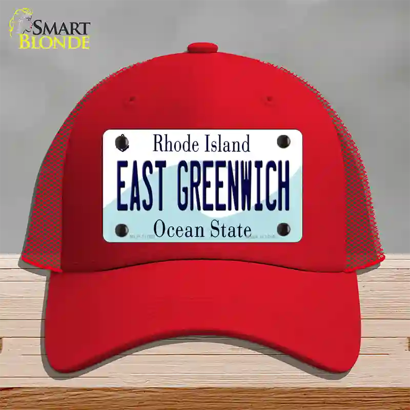 East Greenwich Rhode Island State Novelty License Plate Hat Mesh / Red