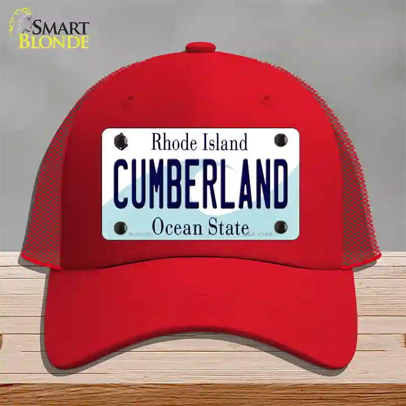 Cumberland Rhode Island State Novelty License Plate Hat Mesh / Red