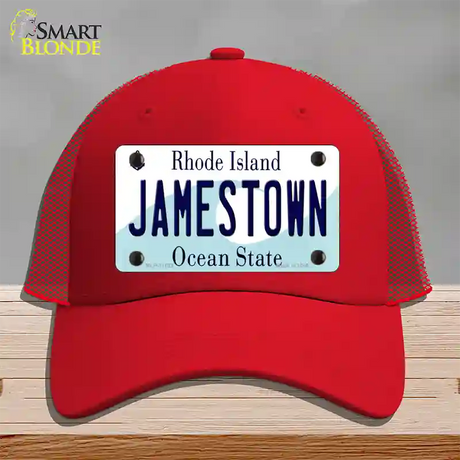 Jamestown Rhode Island State Novelty License Plate Hat Mesh / Red