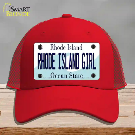 Rhode Island Girl Rhode Island State Novelty License Plate Hat Mesh / Red