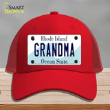 Grandma Rhode Island State Novelty License Plate Hat Mesh / Red