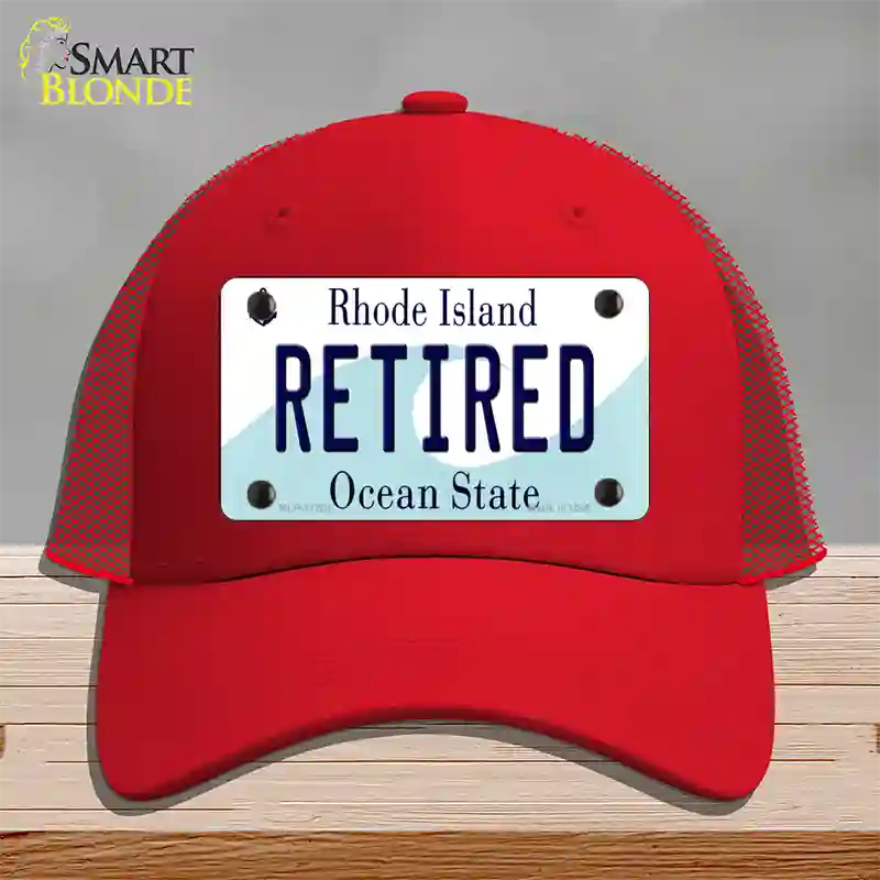 Retired Rhode Island State Novelty License Plate Hat Mesh / Red