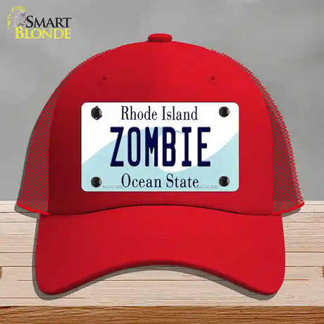 Zombie Rhode Island State Novelty License Plate Hat Mesh / Red