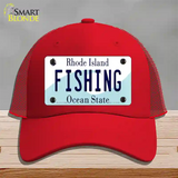 Fishing Rhode Island State Novelty License Plate Hat Mesh / Red