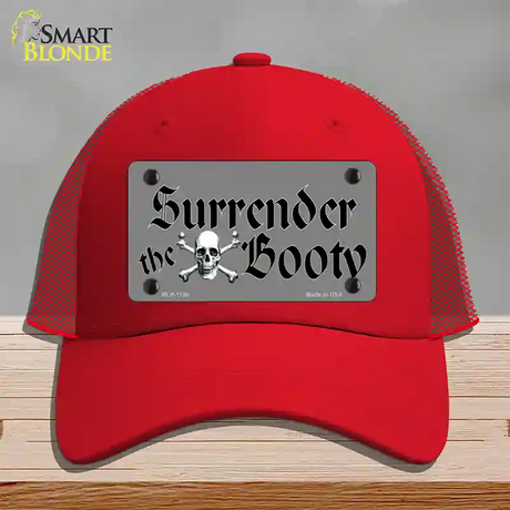 Surrender The Booty Novelty License Plate Hat Mesh / Red