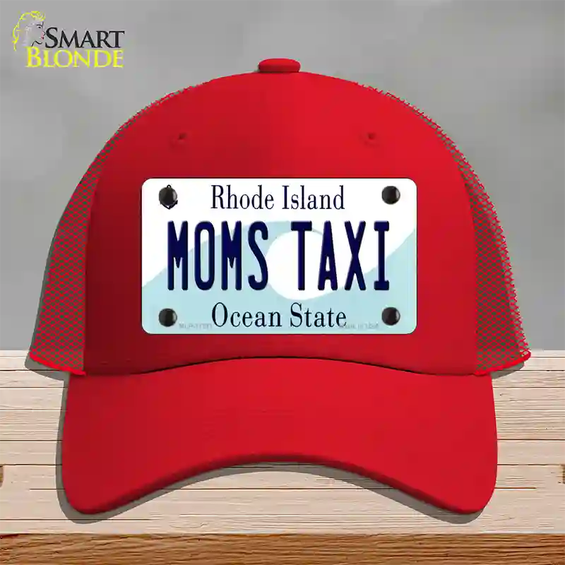 Moms Taxi Rhode Island State Novelty License Plate Hat Mesh / Red