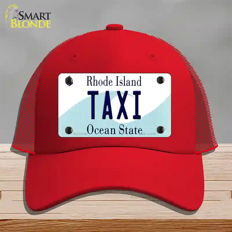 Taxi Rhode Island State Novelty License Plate Hat Mesh / Red