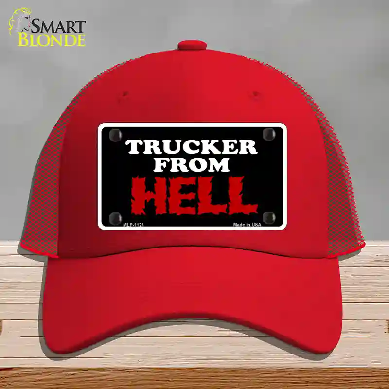 Mesh From Hell Novelty License Plate Hat Mesh / Red