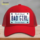 Bad Girl Rhode Island State Novelty License Plate Hat Mesh / Red